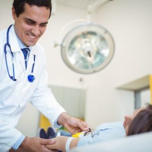 Doctor examining a patient