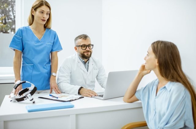 Patient at an appointment with otolaryngologist